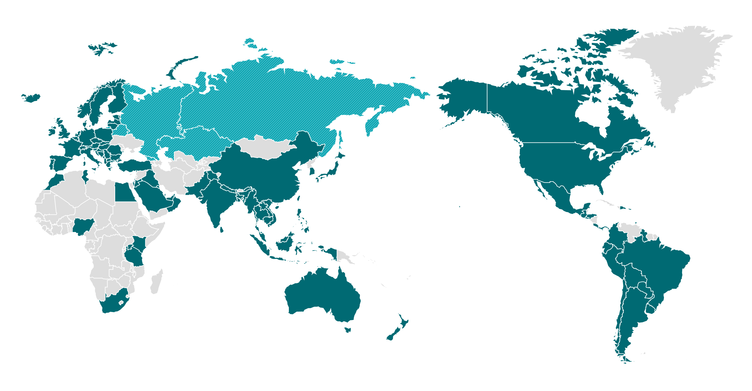 Map showing countries in CIS operating e-waste collection and recycling programs